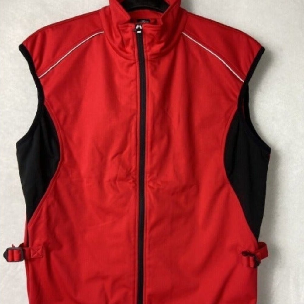 Crane Womens full zip up Red and Black vest size Small with pockets